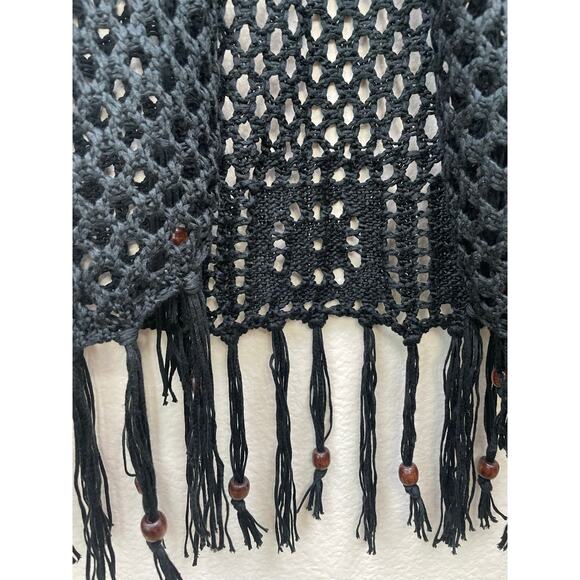 Artesia Womens Top Sz L Crochet Fringe Beaded Sheer Whimsigoth Boho Hippie Witch - Picture 10 of 13